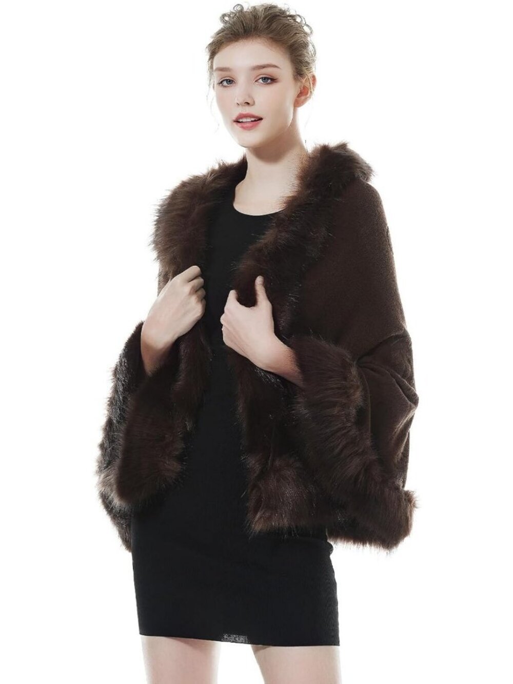 Faux Fur Shawl Wrap Stole Shrug for Bridal Winter Wedding - Elegant & Cozy